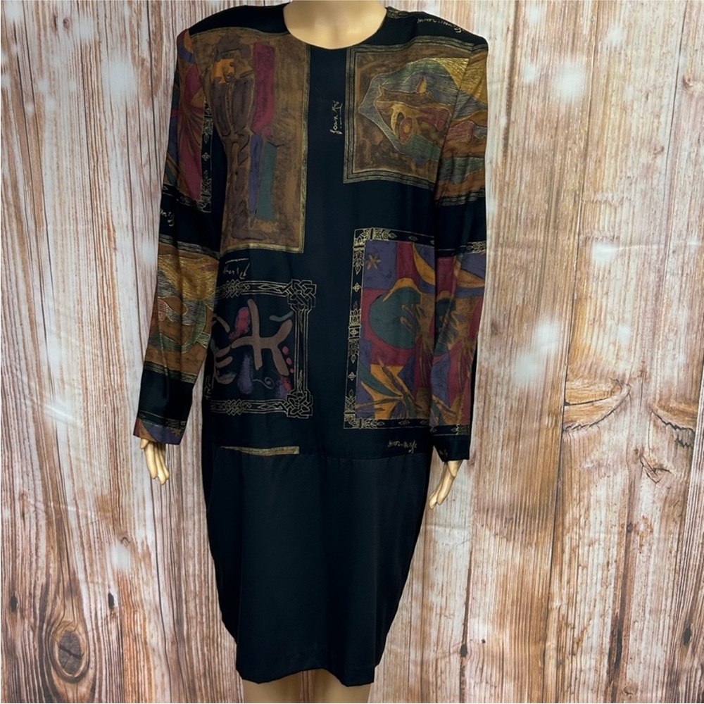 K.C. Spencer Vintage 80’s Artist Patterned Long Sleeve Shift Dress